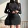 Sexy Slim Turtleneck Sweater Dress Women, Streetwear Bodycon Mini, Thick Basic Bottoming Dress Lady