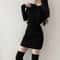 Sexy Slim Turtleneck Sweater Dress Women, Streetwear Bodycon Mini, Thick Basic Bottoming Dress Lady