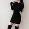 Sexy Slim Turtleneck Sweater Dress Women, Streetwear Bodycon Mini, Thick Basic Bottoming Dress Lady