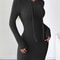 Comfortable Casual Hooded Slim Fit Dress Trendy Ribbed Knitted Style With Drawstring For Women 5
