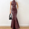 Women's Solid Leather Bodycon Dress, Sexy Turtleneck Sleeveless, Spring New Nightclub Gown