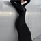 Elegant Dresses For Women, Sexy Solid Turtleneck, Full Sleeves Sheath Long Party Dress, Female Fashion Vestidos