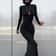Elegant Dresses For Women, Sexy Solid Turtleneck, Full Sleeves Sheath Long Party Dress, Female Fashion Vestidos