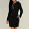 Hooded Warm Sweat Shirt Dress, Womens Knee Length, Long Sleeve, Side Zip Neckline, Pockets, Simple Casual Sports Skirt