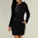 Hooded Warm Sweat Shirt Dress, Womens Knee Length, Long Sleeve, Side Zip Neckline, Pockets, Simple Casual Sports Skirt