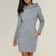 Hooded Warm Sweat Shirt Dress, Womens Knee Length, Long Sleeve, Side Zip Neckline, Pockets, Simple Casual Sports Skirt