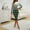 Fall Holiday Streetwear Dress Striped Bodycon Knit Office Long Sleeve