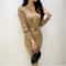 Slim Feeling Autumn Winter French Style Celebrity Temperament Dress With Round Collar And Wrap Hip 4