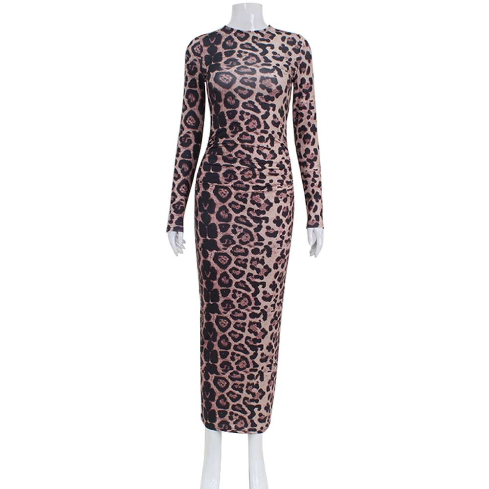 Fashion Leopard Bodycon Sheath, Slim Female Bodycon Robes Vestidos