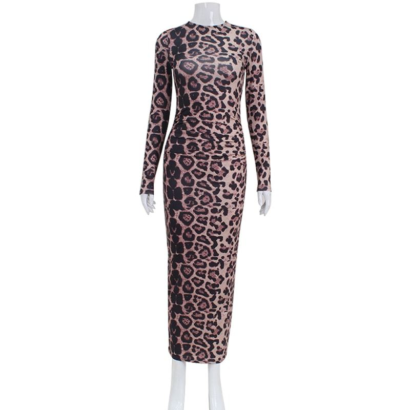 Fashion Leopard Bodycon Sheath, Slim Female Bodycon Robes Vestidos