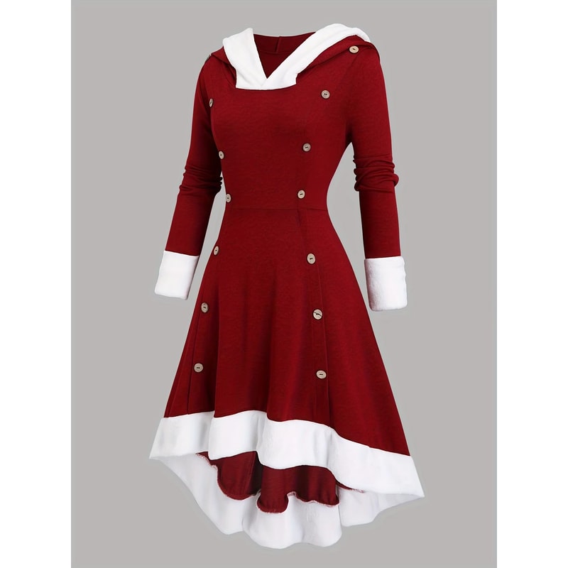 Autumn and Winter Vintage Long Hooded Dress for Women – European and American Fashion