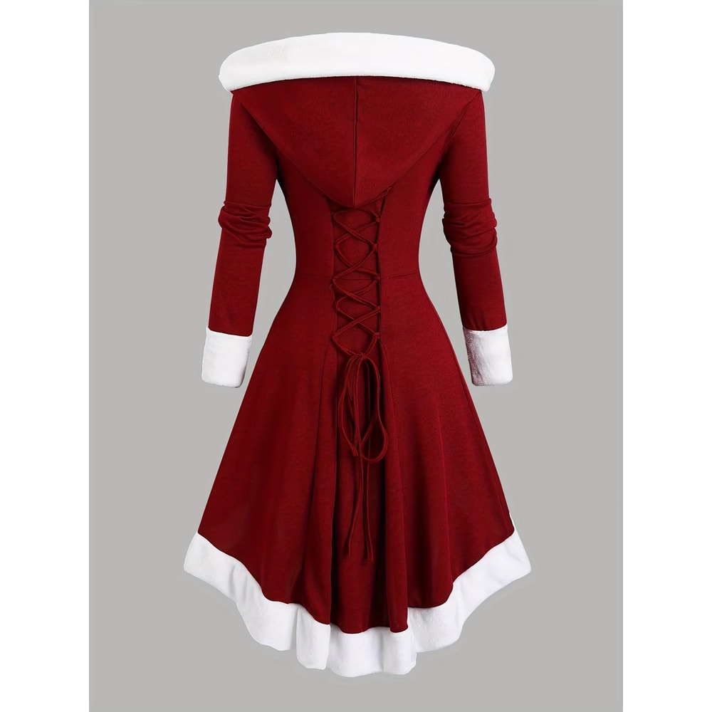 Autumn and Winter Vintage Long Hooded Dress for Women – European and American Fashion