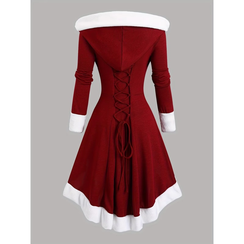 Autumn and Winter Vintage Long Hooded Dress for Women – European and American Fashion