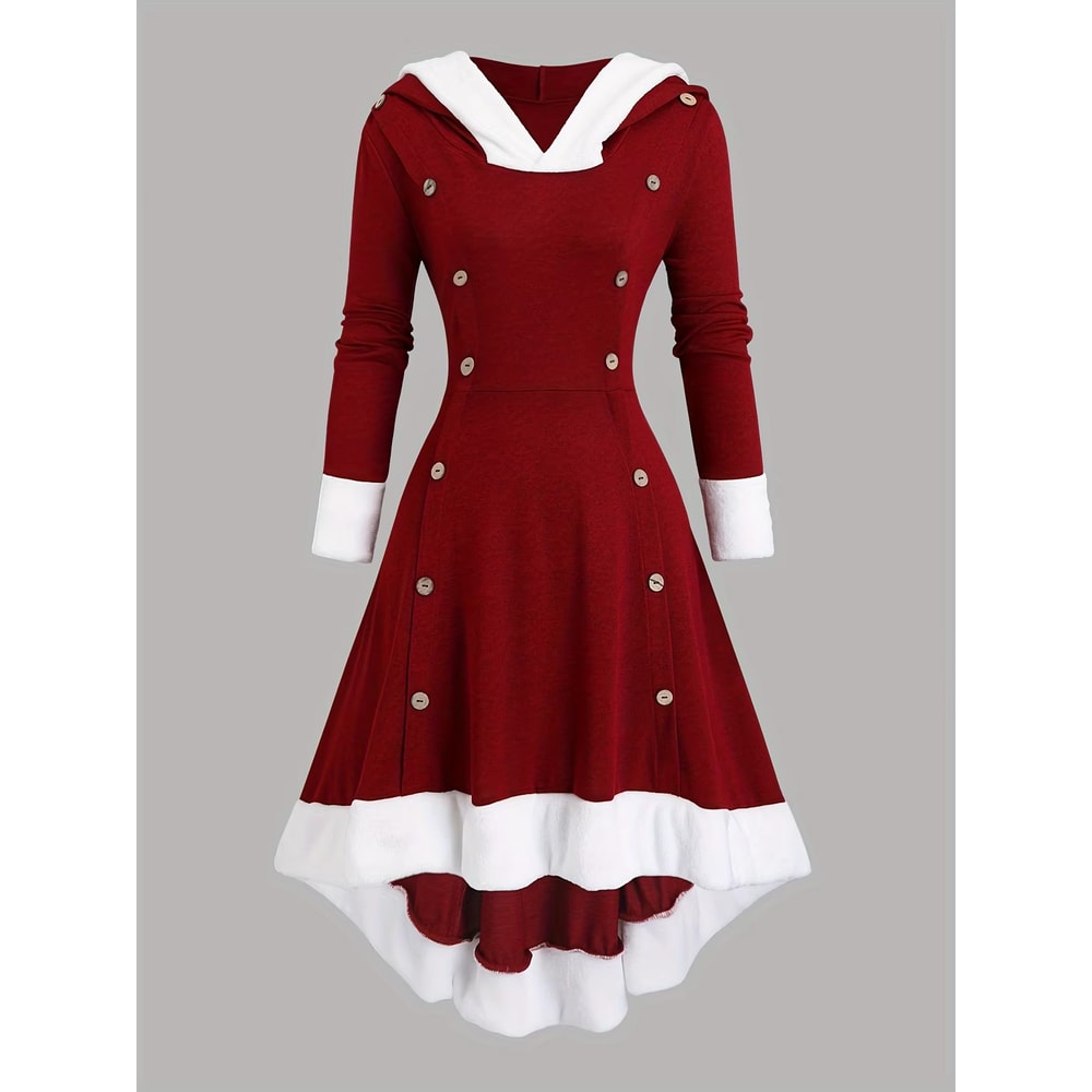 Autumn and Winter Vintage Long Hooded Dress for Women – European and American Fashion