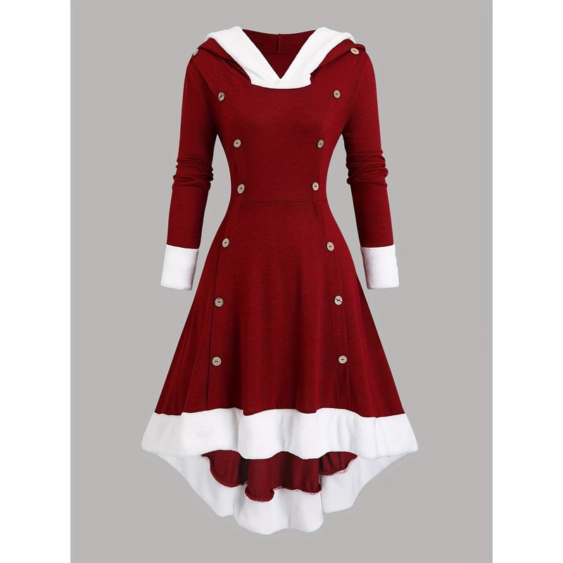 Autumn and Winter Vintage Long Hooded Dress for Women – European and American Fashion