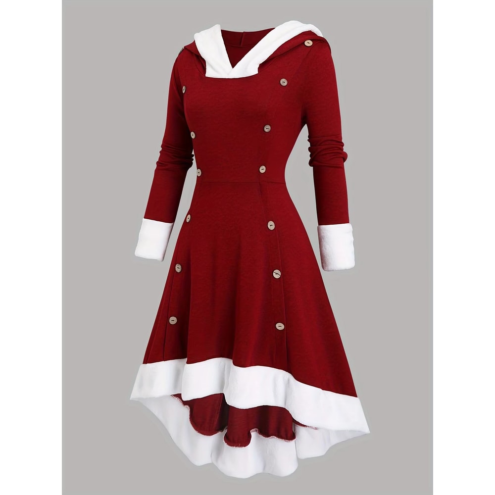 Autumn and Winter Vintage Long Hooded Dress for Women – European and American Fashion