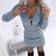 Casual Elegant Womens LongSleeve Knitted Bodycon Dress Autumn Winter Solid Color Zipper Waist 3