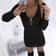 Casual Elegant Womens LongSleeve Knitted Bodycon Dress Autumn Winter Solid Color Zipper Waist 0
