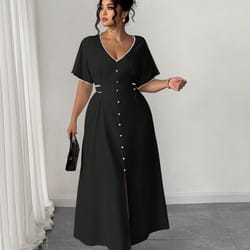 floral casual plus size dress for women, comfortable fitted woven fabric, fashion for spring & fall