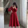 High Waist Slim Evening Party Dresses Long Puff Sleeve Solid Elegant Dress Women Fashion Wedding Gu 2