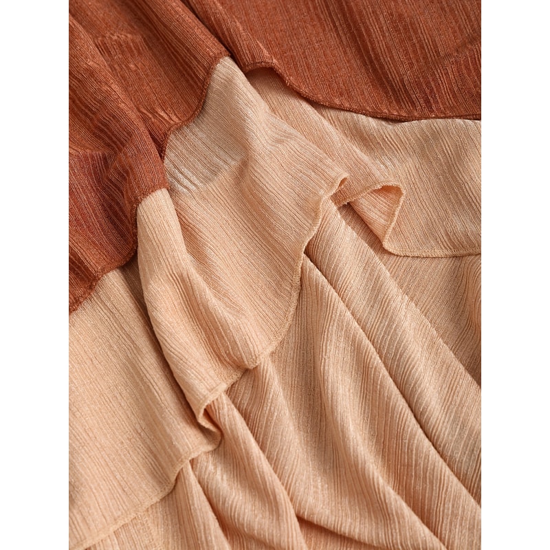 Plus-Size Women's European and American Fashion Dress with Patchwork, Tie, Hemp Rope, Tassel Pockets, Ruffled Hem,