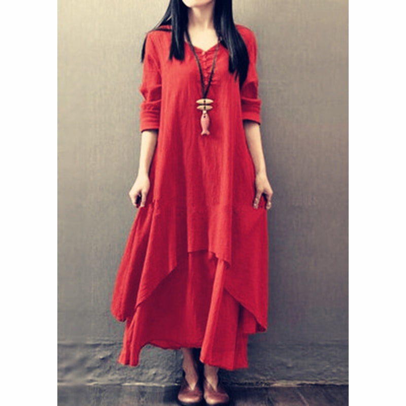 Comfy Loose Long Sleeve Robe, Mori Girl Style Dress for Women, Casual Plus Size Long Skirt
