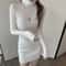 Sexy Mini Knitted Dress Autumn Winter Long Sleeve Casual Turtleneck Dress For Women 1
