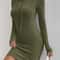 Casual Womens Hooded Drawstring Dress, Tight-Fitting Long Sleeve Dress for Spring and Fall