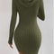 Casual Womens Hooded Drawstring Dress, Tight-Fitting Long Sleeve Dress for Spring and Fall