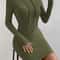 Casual Womens Hooded Drawstring Dress, Tight-Fitting Long Sleeve Dress for Spring and Fall