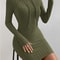 Casual Womens Hooded Drawstring Dress, Tight-Fitting Long Sleeve Dress for Spring and Fall