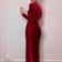 Women Spring And Autumn Velvet Bodycon Long Sleeve Party Evening Midi Dress With Split Pencil Desig 2