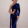 Women Spring And Autumn Velvet Bodycon Long Sleeve Party Evening Midi Dress With Split Pencil Desig 4