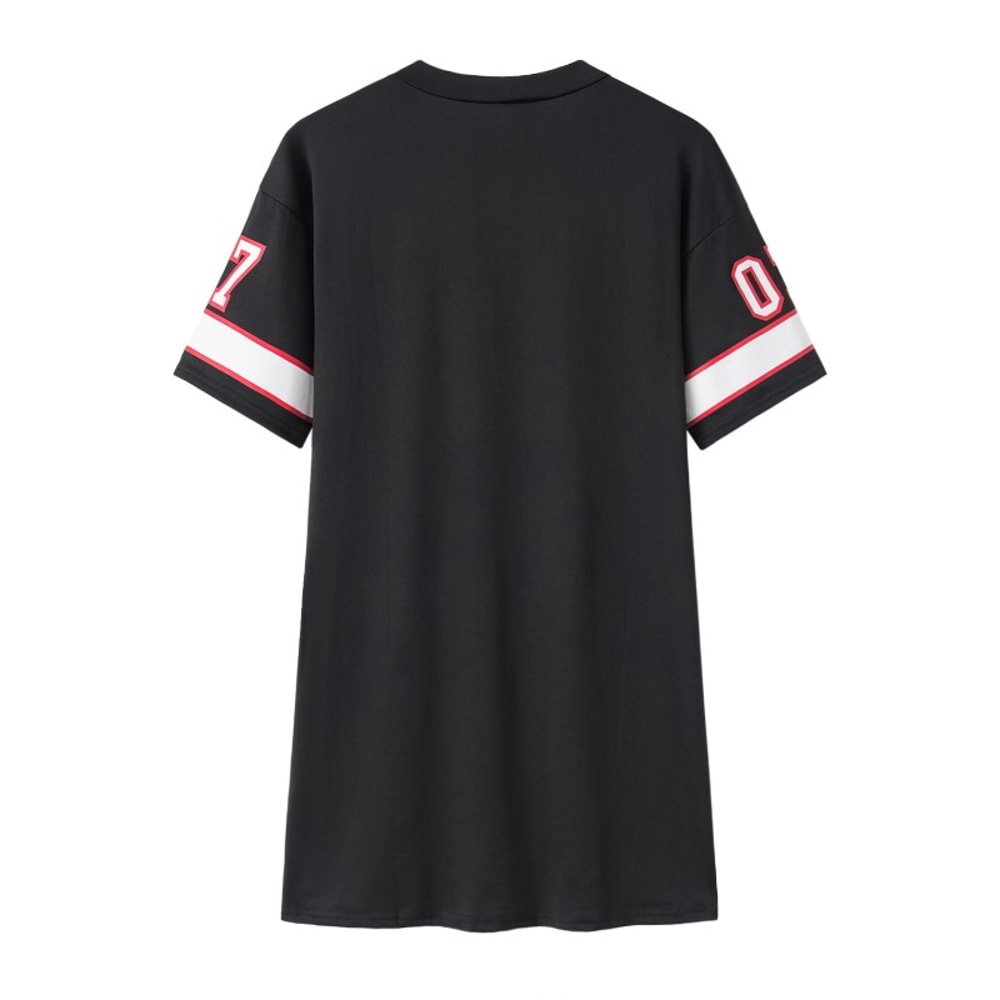 VNeck Queen Letters Print Dress Short Sleeve Basketball Sporty Style Sexy Loose Female Clothing Str 3