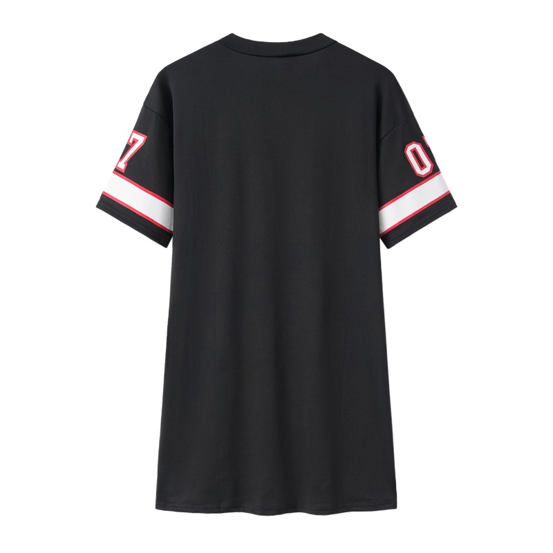 VNeck Queen Letters Print Dress Short Sleeve Basketball Sporty Style Sexy Loose Female Clothing Str 3