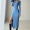 Female VNeck Slim Slit Womens Sweater Dress Tightfitting Wrap Dresses 0