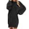 Oversized Basic Ladies Cloth, Women Winter Sweater Knit Crewneck, Warm Long Sleeve Casual Dress