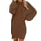 Oversized Basic Ladies Cloth, Women Winter Sweater Knit Crewneck, Warm Long Sleeve Casual Dress