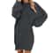 Oversized Basic Ladies Cloth, Women Winter Sweater Knit Crewneck, Warm Long Sleeve Casual Dress