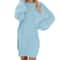 Oversized Basic Ladies Cloth, Women Winter Sweater Knit Crewneck, Warm Long Sleeve Casual Dress
