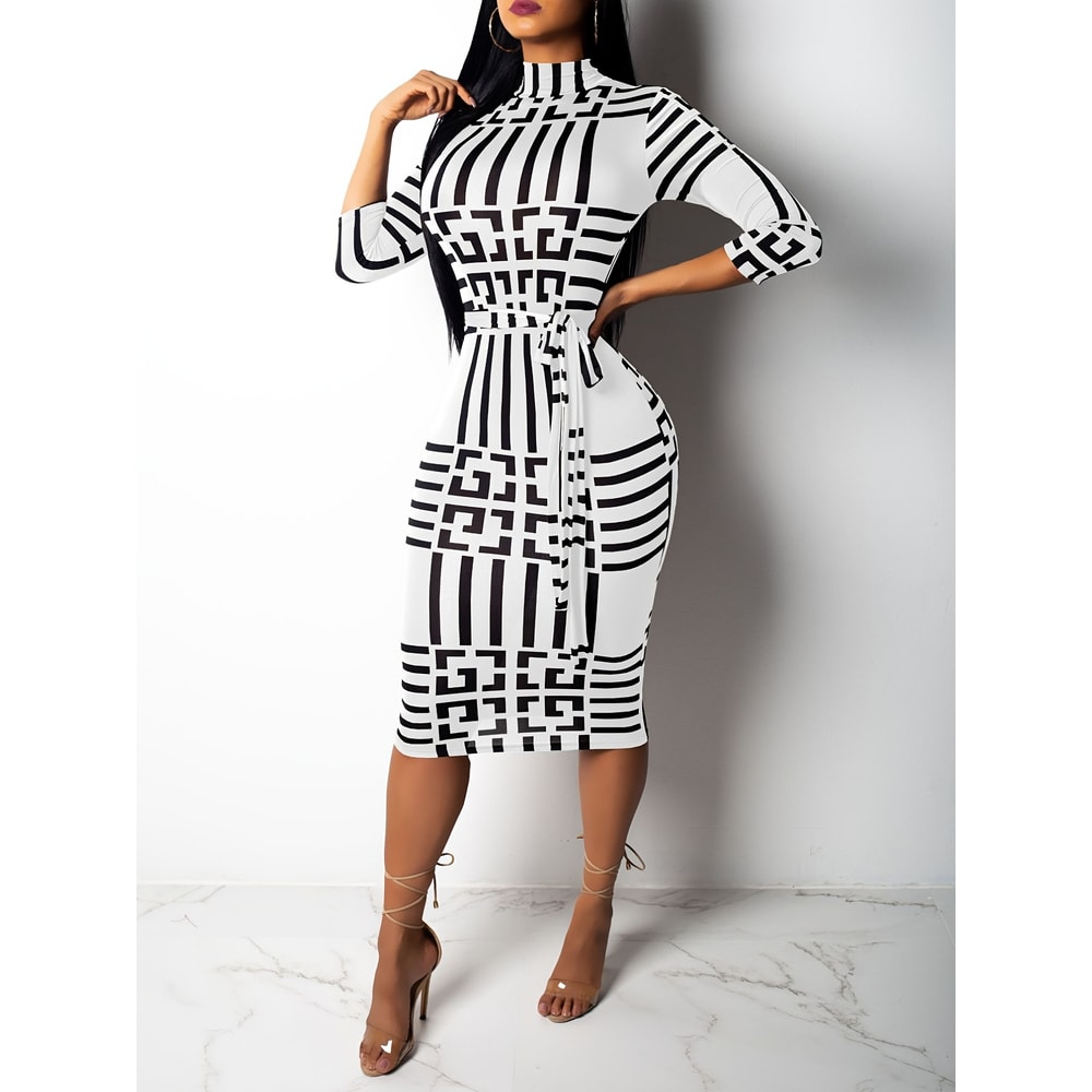 Fashion Women Spring Fall Elegant Dress Long Sleeve Sexy Mini Bandage Dresses Letter Print Midi Dre 2