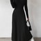 Solid Color Long Dress, Fashionable Knitted Long Sleeve A-Line Streetwear Dress for Women, Slimming Fit Dress