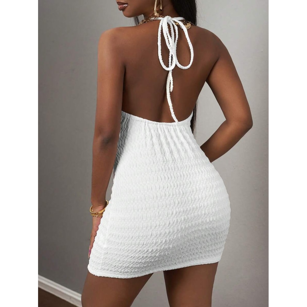 Sexy Spaghetti Strap Dress Backless Plain Color Instagramstyle Fashion 1