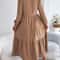 Spring and Autumn Casual Vacation Long Sleeved Turn-down Collar Single-Breasted Dress for Women