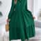 Spring and Autumn Casual Vacation Long Sleeved Turn-down Collar Single-Breasted Dress for Women