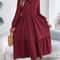 Spring and Autumn Casual Vacation Long Sleeved Turn-down Collar Single-Breasted Dress for Women