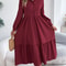 Spring and Autumn Casual Vacation Long Sleeved Turn-down Collar Single-Breasted Dress for Women