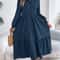 Spring and Autumn Casual Vacation Long Sleeved Turn-down Collar Single-Breasted Dress for Women