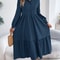 Spring and Autumn Casual Vacation Long Sleeved Turn-down Collar Single-Breasted Dress for Women