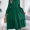 Spring and Autumn Casual Vacation Long Sleeved Turn-down Collar Single-Breasted Dress for Women